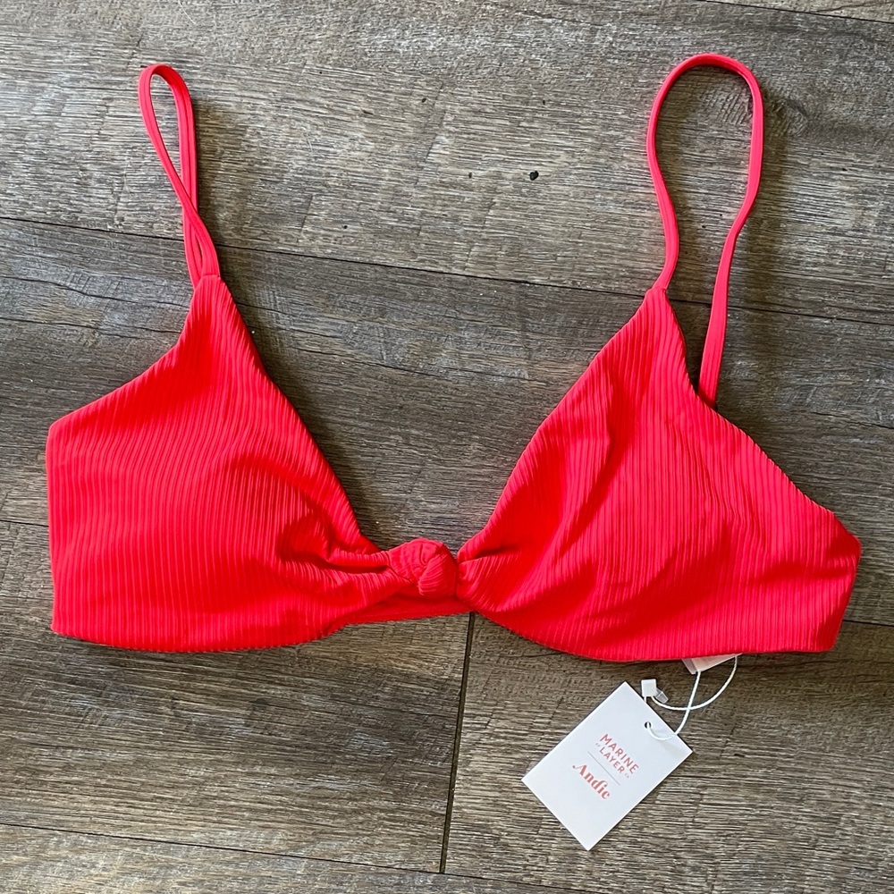 NWT Andie x Marine Layer Santorini Hibiscus Ribbed Bikini Top
